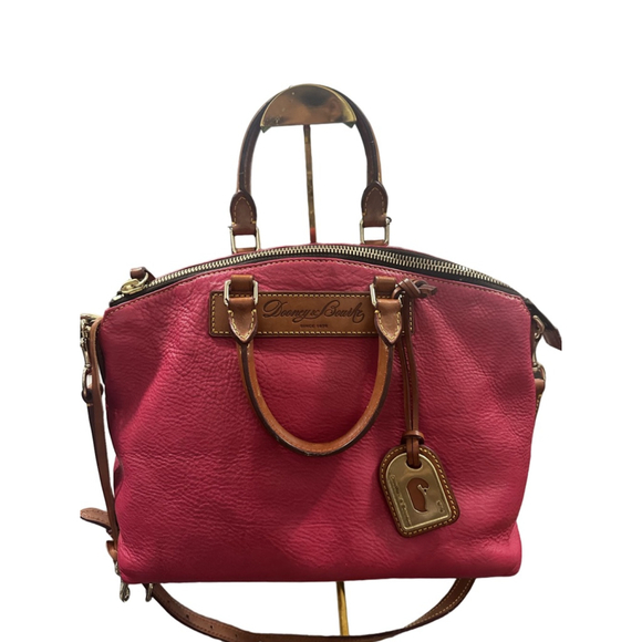 Dooney & Bourke Pink & Brown VTG 
Florentine Leather Satchel Handbag - Picture 1 of 16